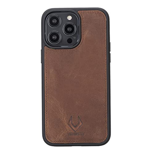 Venoult Vintage Brown Iphone 14 Pro Max 6.7" Wallet Case Genuine Leather, Magnetic Detachable Luxury Flip Case, Rfid Protected, Compatible With Wireless Charge And Car Mount #TOP7