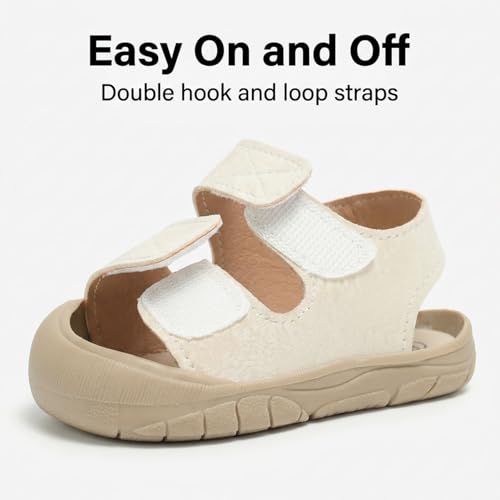 Vecull Baby Protective Toe Summer Sandals for Boys Girls Non-Slip Soft Sole Infant Toddler First Walking Shoes 6-24 Months