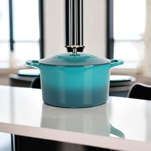 Martha Stewart Gatwick 7 QT Enamel Cast Iron Dutch Oven, Emerald Ombre w/Gold Knob Martha Stewart Gatwick 7 QT Enamel Cast Iron Dutch Oven Emerald Ombre wGold Knob
