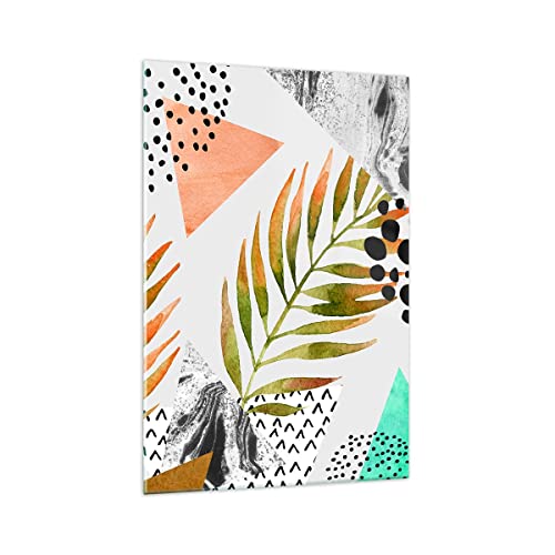 Bilder auf Glas 70x100cm Glasbild Komposition muster palme blatt Groß Wanddeko Bild im Glas Schlafzimmer Küche Deko Wandbilder Dekoration Wohnzimmer Modern Wall Wand Kunstdruck Art GPA70x100-2897