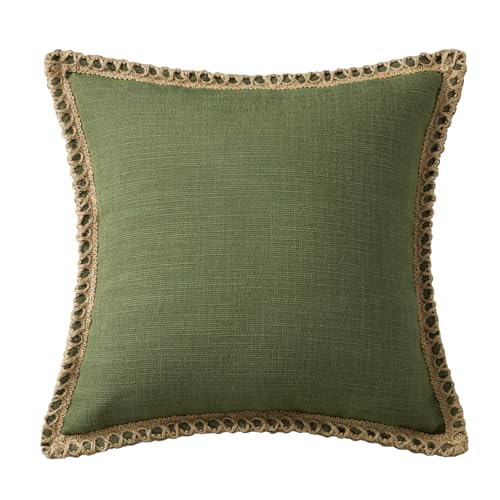 Phantoscope Pack of 2 Farmhouse Decorative Throw Pillow Cover Solid Burlap Linen Trimmed Tailored Edges, Olive Green, 20 x 20 inches, 50 x 50 cm by Phantoscope - Used condition - Image 9