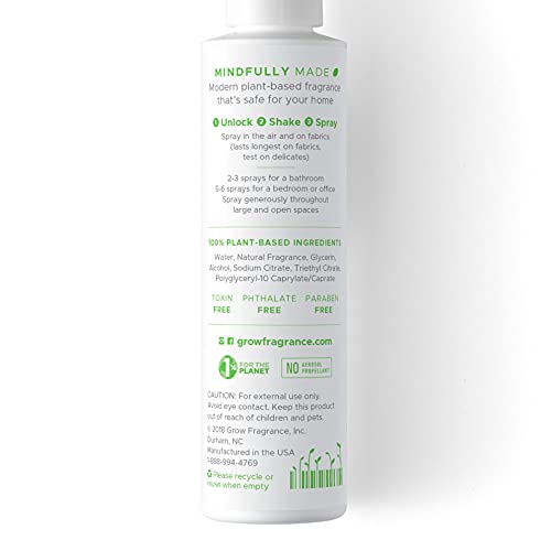 Grow Fragrance - Certified 100% Plant Based Air Freshener + Fabric Freshener Spray, Made With All Natural Essential Oils, Bamboo Scent, 5 oz.