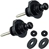 2PCS Black Guitar Strap Locks Quick Release Guitar Strap Locks Set with Black Felt Washers and Mounting Screws,Security Strap locks Buttons Strap Retainer System