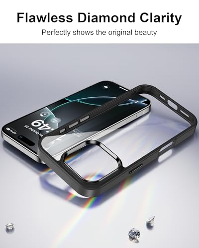 Image of HOOMIL Case for iPhone 16 Pro Max 6.9-Inch, Non-Yellowing, Drop Protection, Anti-Scratch Transparent Hard Back Phone Cover - Black