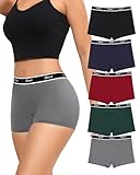LEVAO Cotton Boy Shorts Underwear for Women High-waisted Full Coverage Boxer Briefs Panties 5 Pack S-XXL