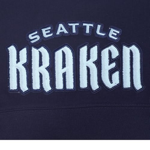 Pro Standard Womens NHL Seattle Kraken Classic Chenille Cropped Pullover Hoodie Midnight Navy L by Pro Standard - Image 5