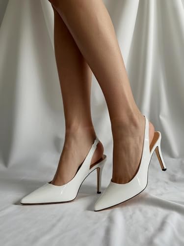 heelchic Slingback Heels for Women Pointed Toe Stiletto Heel Closed Toe Pumps Slip on High Heels 2.95 inch Dress Pumps4