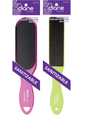 Diane Double Sided Round Sanitizable Foot File Combo Purple And Green #TOP12