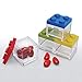 Omada Design set 48pz scatoline mattoncino in plastica trasparente con tappo colorato, 5x5x5 cm, 100% made in Italy