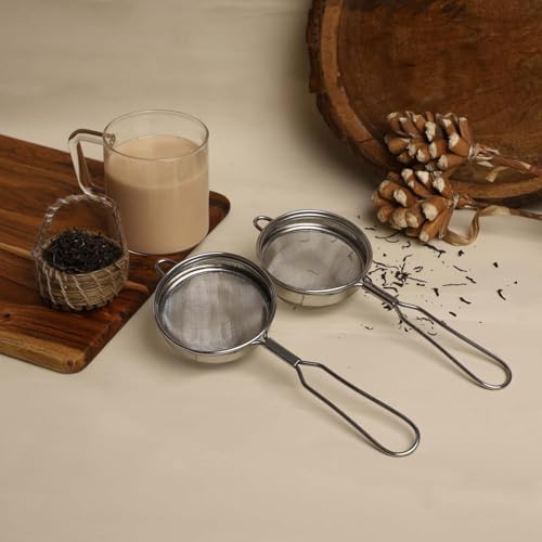 Image of Kanshita's Rasoiware Multi-Size Stainless Steel Tea Strainer Set - 7, 8 & 8.5 cm Filters for Perfect Tea