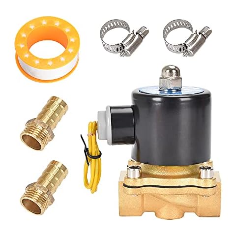 CGELE Brass Electric Solenoid Valve 12V 1/2"（inch） Pneumatic Air Valve Normally Colsed for Water Air Gas Fuel Oil Cover