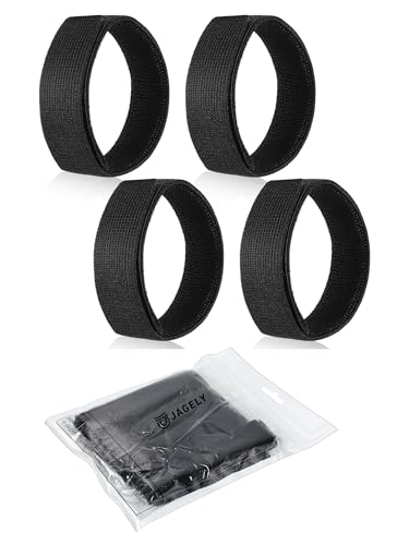 Image of JaGely 2 Pairs Black Boot Blousers Elastic Boot Straps Bands Blousing Straps Ankle Hook and Loop for Hunting Hiking Cycling