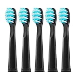 362円お得！電動歯ブラシの替えブラシ,ブラシヘッドは 互換性シーゴ/フェアリーウィルFairywill FW-507/508/551/515/917/959/2011,FW-D1/D3/D7/D8に適しています5個セット ブラック (やわらかめ)