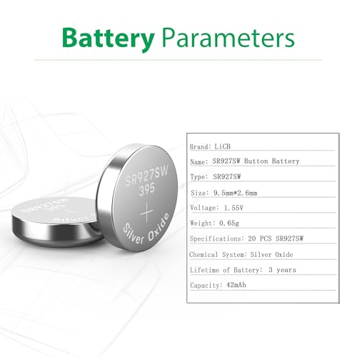 Paquete de 20 pilas SR927SW 395 399 AG7 1.5V para reloj miniatura 2