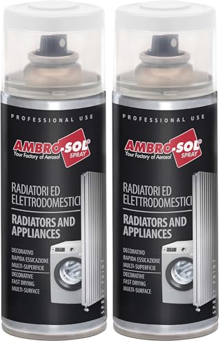 AMBRO-SOL, Pintura Spray Radiadores y Electrodomésticos, Esmalte color Blanco, 400 ml (Paquete de 2)