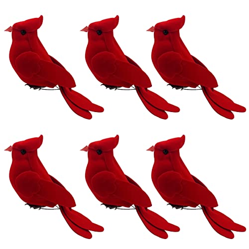 Red Cardinal Clip on Birds for Christmas Tree Decoration Ornaments