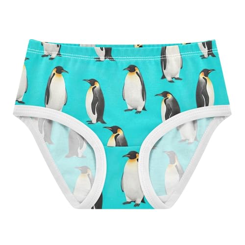 Girls Underwear Toddler 2t Cotton Panties for Girl Aesthetic Briefs Underpants Emperor Penguins Bright Turquoise