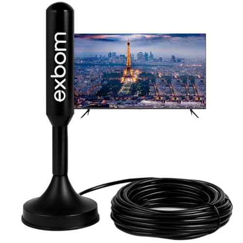 Antena de TV Digital Amplificada HD com Base Magnética