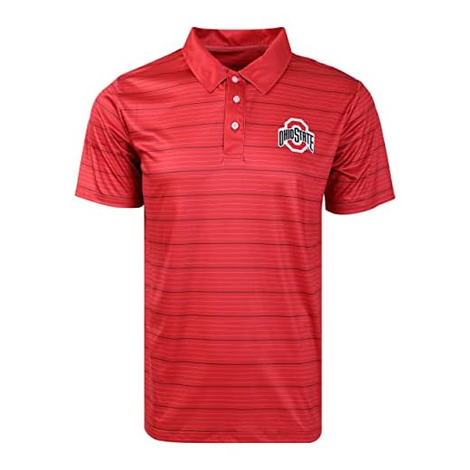 FOCO NCAA College Team Logo Polo Short Sleeve Shirt, Striped Polyester, X-Large