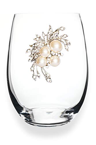 THE QUEENS' JEWELS Pearl Bouquet Jeweled Stemless Wine Glass