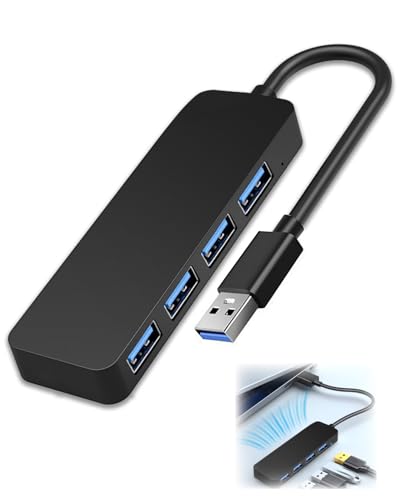 USB Hub 3.0, 4-Port USB Splitter and USB Extender, Multi USB Hubs Adapter, Portable Multiport Adapter for Laptop, Desktop, PC, HDD, Printer, Keyboard, Console, Extension Plug and Play