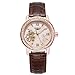 RORIOS Damen Uhren Wasserdicht Automatikuhr Mechanische Uhr mit Leder Armband Leuchtend Mode Diamant Armbanduhr für Frauen Kaffee