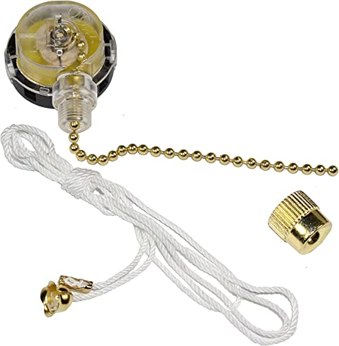 HQRP 3-Speed 4-Wire Ceiling Fan Switch for Zing Ear ZE-208s E89885, Satco 80-1983, Wu Pin LJY209A, Harbor Breeze 33905 Pull Chain Fan Light Switch (Off,L1, L2, L3), UL Listed