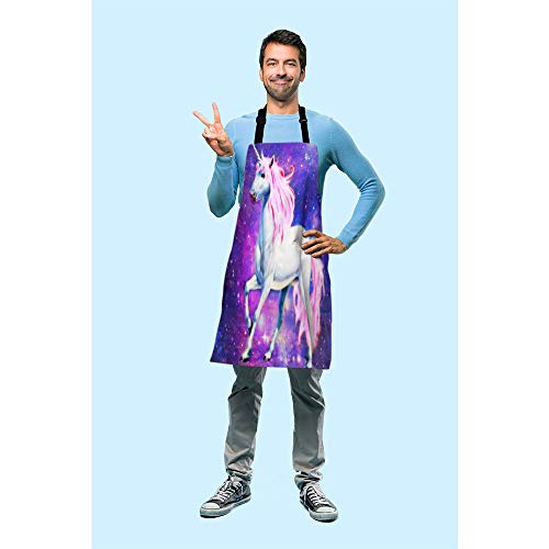 Beabes Magic Unicorn Galaxy Sky Chef Apron 27 X 31 Inch Magic Horse Pink Mane Sparkling Stars Durable Non-Pilling Bib Apron For Bbq Grilling Gardening With Adjustable Neck Strap #TOP2