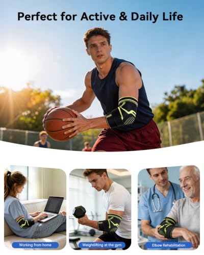Elbow Brace for Women&Men, Elbow Compression Sleeve with Adjustable Strap | Breathable Elbow Support with Gel Pad for Arthritis, Tendonitis, Tennis Elbow & Golfers Elbow, Workout & Everyday Use