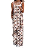 Picture of YESNO Women's Summer Boho Cotton Casual Jumpsuits Wide Leg Overalls Floral Print Baggy Rompers with Pockets XL PZZCR 439R