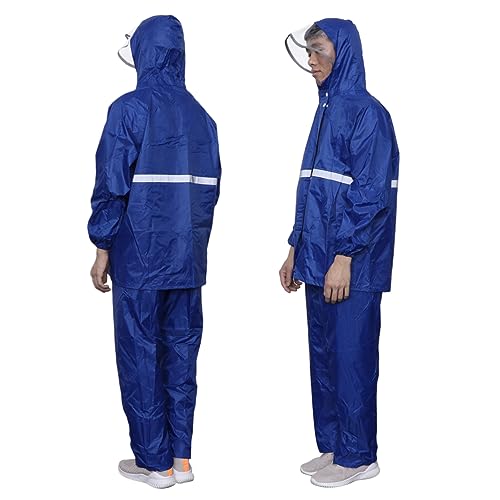 Zerodeko Tuta Antipioggia Divisa Leggera Poliestere con Cappuccio e Polsini Elastici Giacca e Pantaloni Blu Taglia Xl per