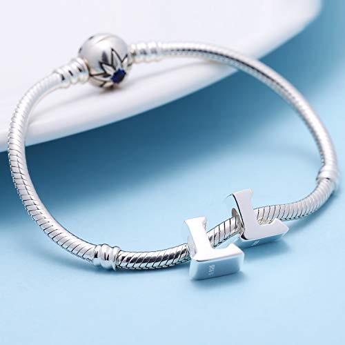 Alphabet Charms Fit Pandora Charms Bracelet 925 Sterling Silver Letter Initial A-Z Beads For Christmas Mothers Gifts (L) #TOP3