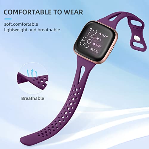 Odbeai Compatible With Fitbit Versa 2/Versa/Versa Lite/Se Bands Women Men, Breathable & Thin Replacement Sport Strap Accessories Soft Silicone With Air Holes For Fitbit Versa Smartwatch, 4Packs #TOP3