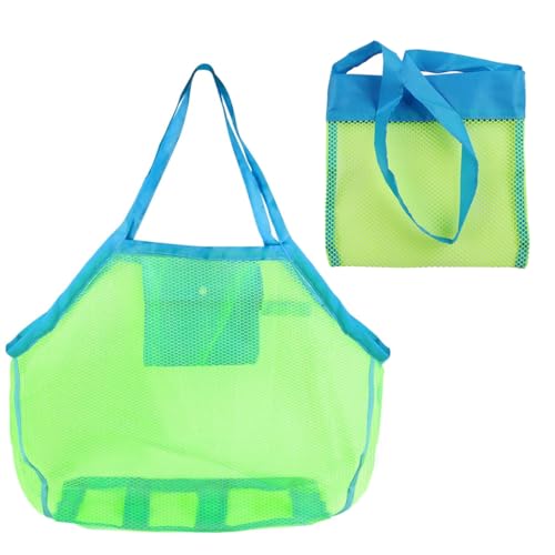 GGUFAY Bolsa de malla reutilizable para juguetes de playa (2 unidades), grande, portátil y plegable, para piscinas de arena y almacenamiento de juguetes (verde)