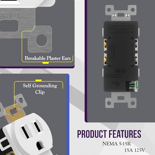 ENERLITES Duplex Receptacle Outlet, Residential Grade Electrical Wall Outlet, 15A 125V, Self-Grounding, 2-Pole, 3-Wire, UL Listed, 61581-W-40PCS, White (40 Pack) by ENERLITES - Image 3