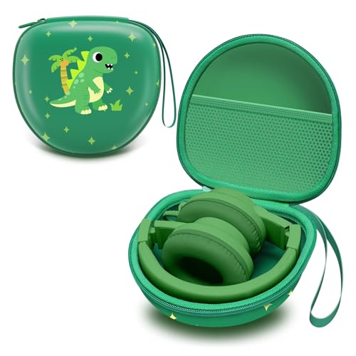 Kids Headphones Case for Folding Headphone, Dinosaur Green(Case Only)