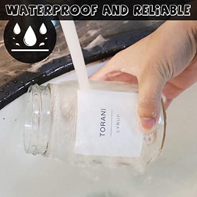 AIEX Coffee Syrup Labels, 84pcs Waterproof White Minimalist Stickers for Bottles, Bar Containers, Dispenser Organization