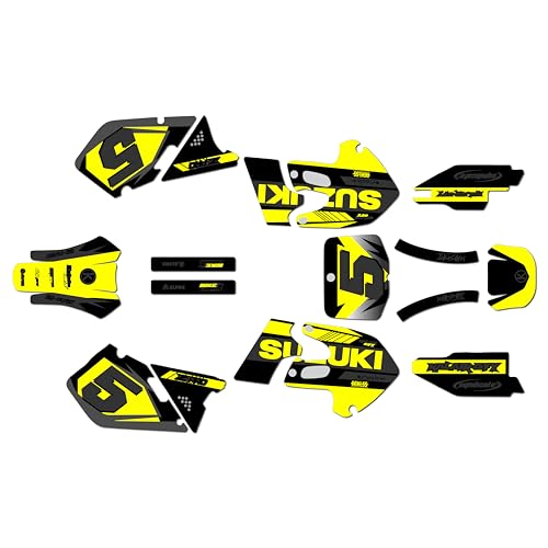 Kalair GFX Graphics Kit for Suzuki RM125 RM250 (1999-2000) Turbo Series Yellow 9 Mil - Easy Go - Dirt Pit Bike Motorcycle Stickers, Dirtbike Racing Automotive Decal Motocross Accessories no-Plastics