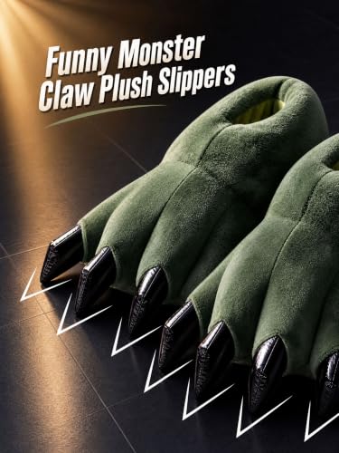 Image of acdiac Unisex Soft Monster Claw Slippers Fun Dino Slippers Animal Paw Shoes For Men Women Boy Girl With Home Halloween Party Cosply Costume Footwear