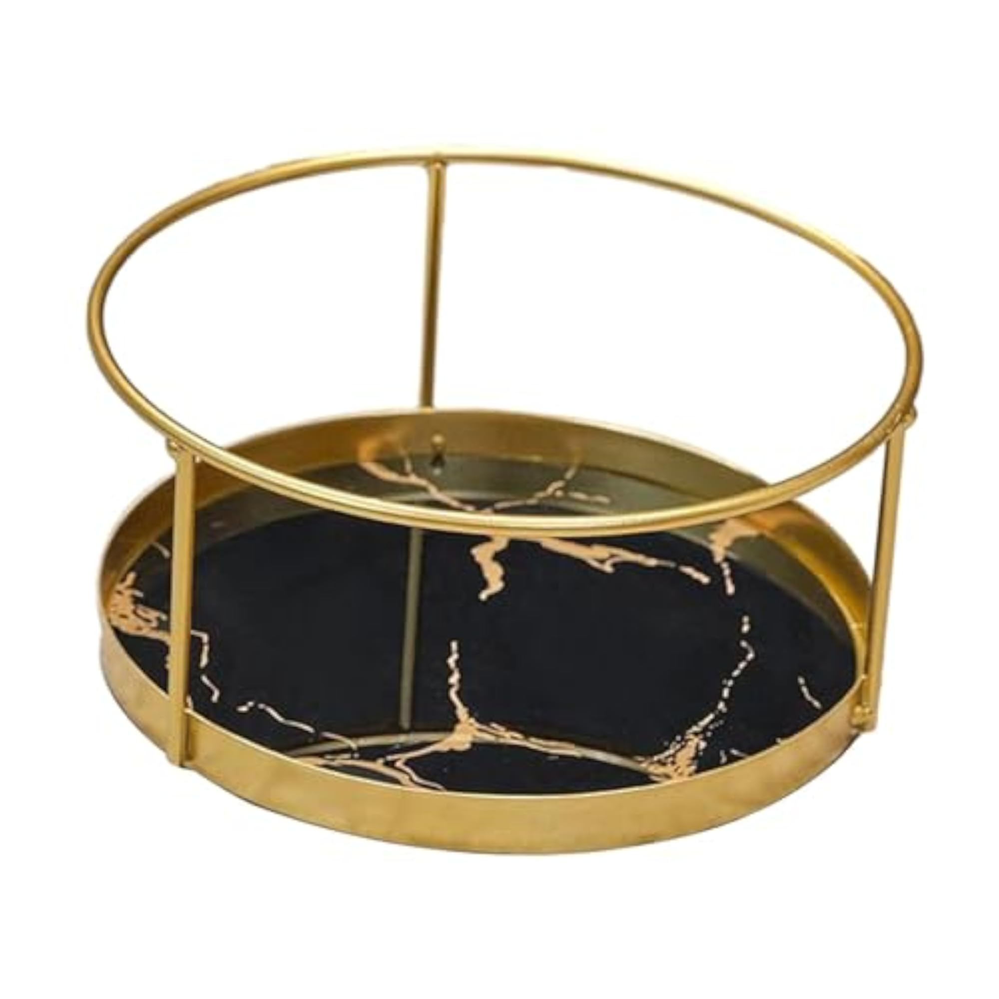 Bathroom Organizer Round Cosmetic Storage Rack for Household Farmhouse Hotel Black Single Layer