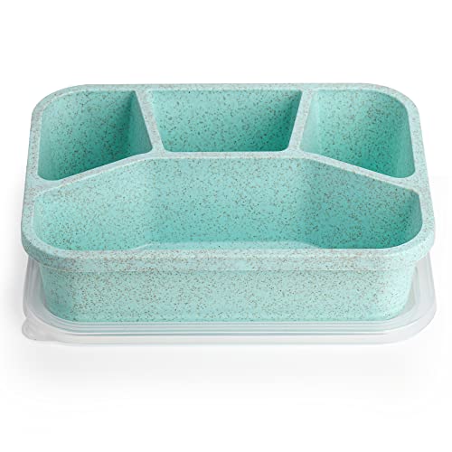 Kingrol 8 Pack Plastic Bento Lunch Boxes, Meal Prep Containers, Reusable Food Containers With Lids For School Work Travel Kitchen Organization, Stackable And Microwaveable, 4 Compartment #TOP2