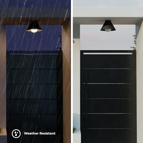 Globe Electric 60000163 1-Light Outdoor Flush Mount, Painted Black Sand Texture, Frosted Opal Glass Inner Shade by Globe Electric - Image 3