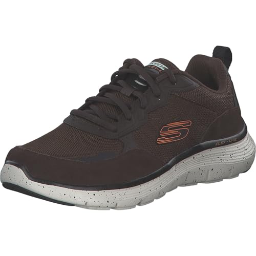 Skechers Tenis Flex Advantage 5.0 para Hombre, Malla de Gamuza marrón Duraleather Ribete Negro, 45 EU