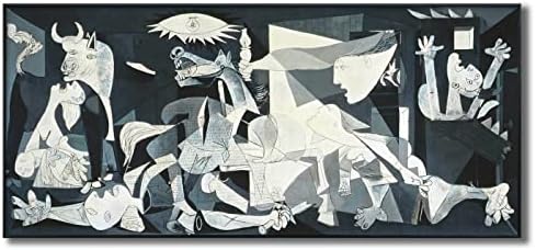 INVIN ART Framed Canvas Giclee Print Art Guernica by Pablo Picasso Wall Art Living Room Home Office Decorations(26"x60", Black Slim Frame)