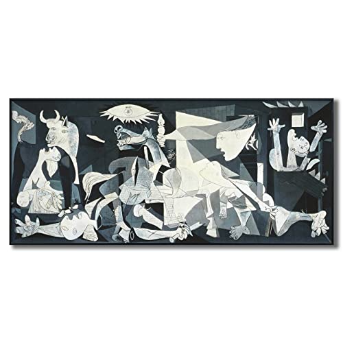 Invin Art Framed Canvas Giclee Print Art Guernica By Pablo Picasso Wall Art Living Room Home Office Decorations(26"X60", Black Slim Frame) #TOP1