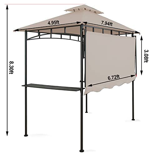 Charmeleon Grill Gazebo, Double Tiered Bbq Gazebo, 8X8 Grill Canopy, Outdoor Bbq Canopy Tent With Stretchable Side Awning (Tan) #TOP4