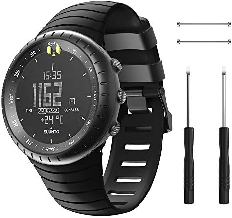 NotoCity for Suunto Core Band, Rubber Accessory Strap Wrist Sport Strap Replacement Bands with Metal Clasp Compatible with Suunto Core Smartwatch black