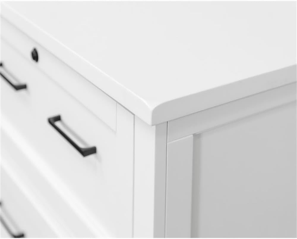 Pemberly Row White Wood Lateral File Cabinet, 32" W x 30" H x 21" D, Heavy Duty Ball Bearing Glides, Locking Top Drawer, Fully Assembled, Anti-Tip Device, Modern Shaker Style Home Office Storage
