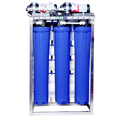 ONE RO 100 LPH Commercial RO Water Purifier Plant Stainless Steel With Auto Shut Off And TDS Adjuster 100 litre Blue