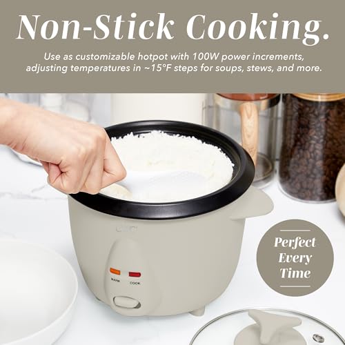 Image of COOK WITH COLOR 6 Cup Rice Cooker 300W - Effortless Cooking and Perfectly, Cooks 3 Cups of Raw Rice for 6 Cups of Cooked Rice, Sand | 300W, Cooks 3 Cups Raw Rice, Effortless Cooking, Perfectly Cooked Rice